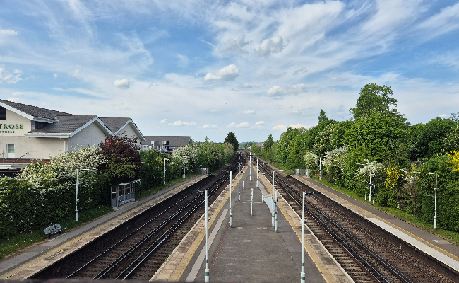 A view of train tracks in Horley